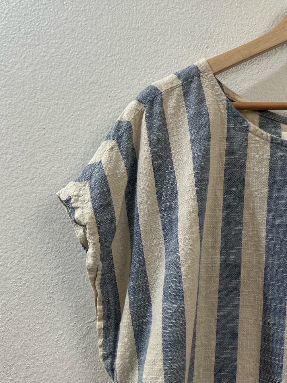 Anthropologie Maeve Dulcy Tee Striped Short Sleeve Button Back Shirt Size XL - Picture 5 of 10